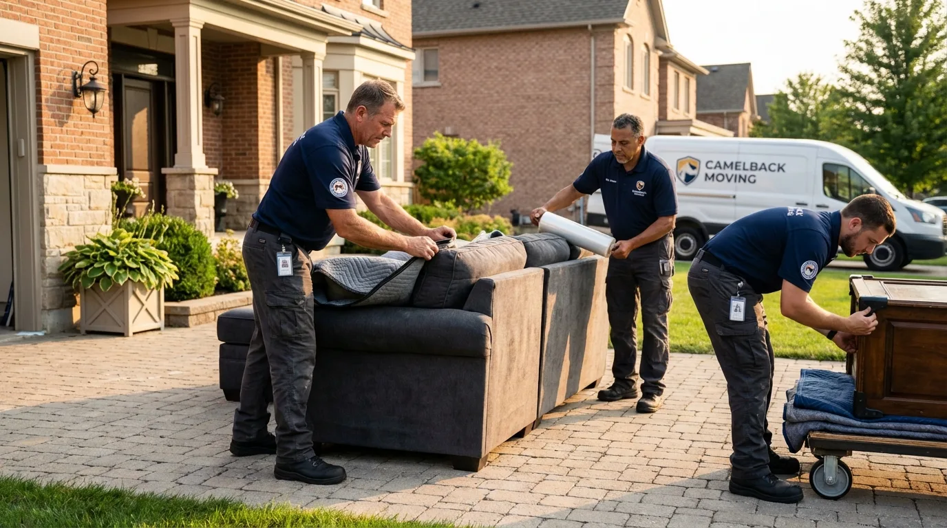 Large estate moving crew wrapping furniture in Big Lake, TX